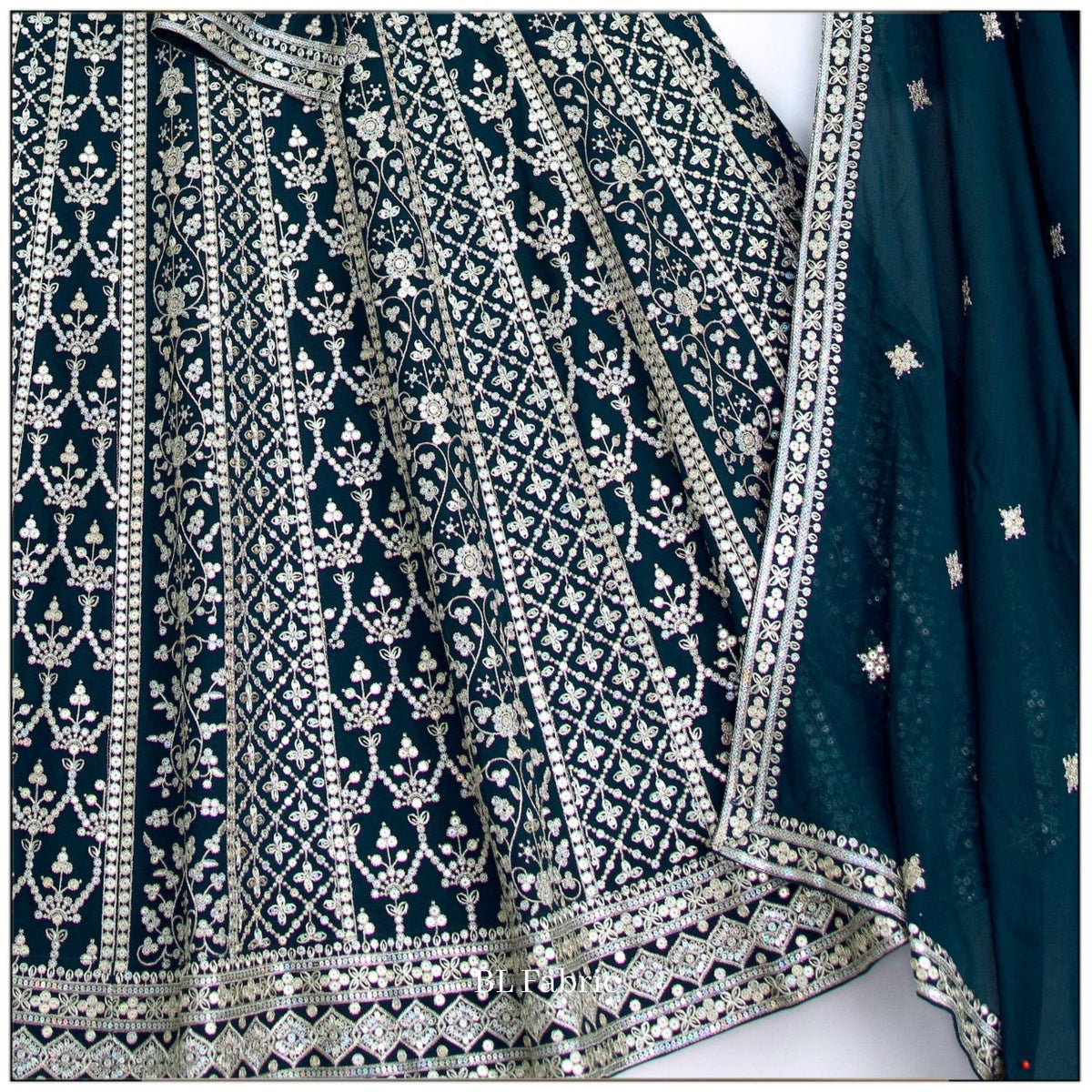 Green color Embroidery & Sequence work Designer Lehenga Choli for Wedding Function BL1457