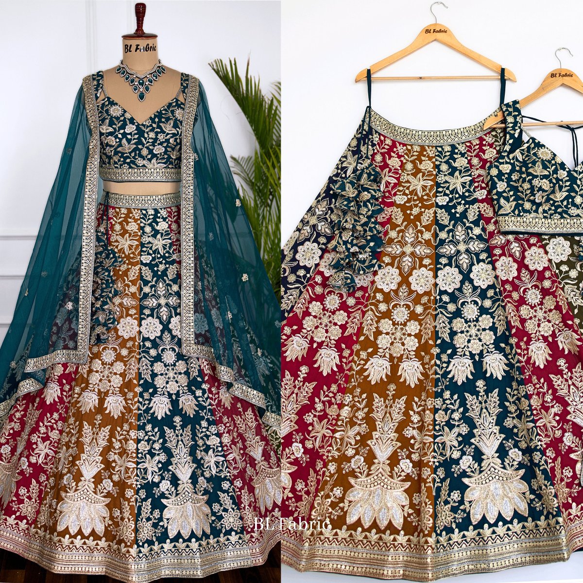 Multi color Sequence & Thread Embroidery work Designer Lehenga Choli for Any Function BL1459