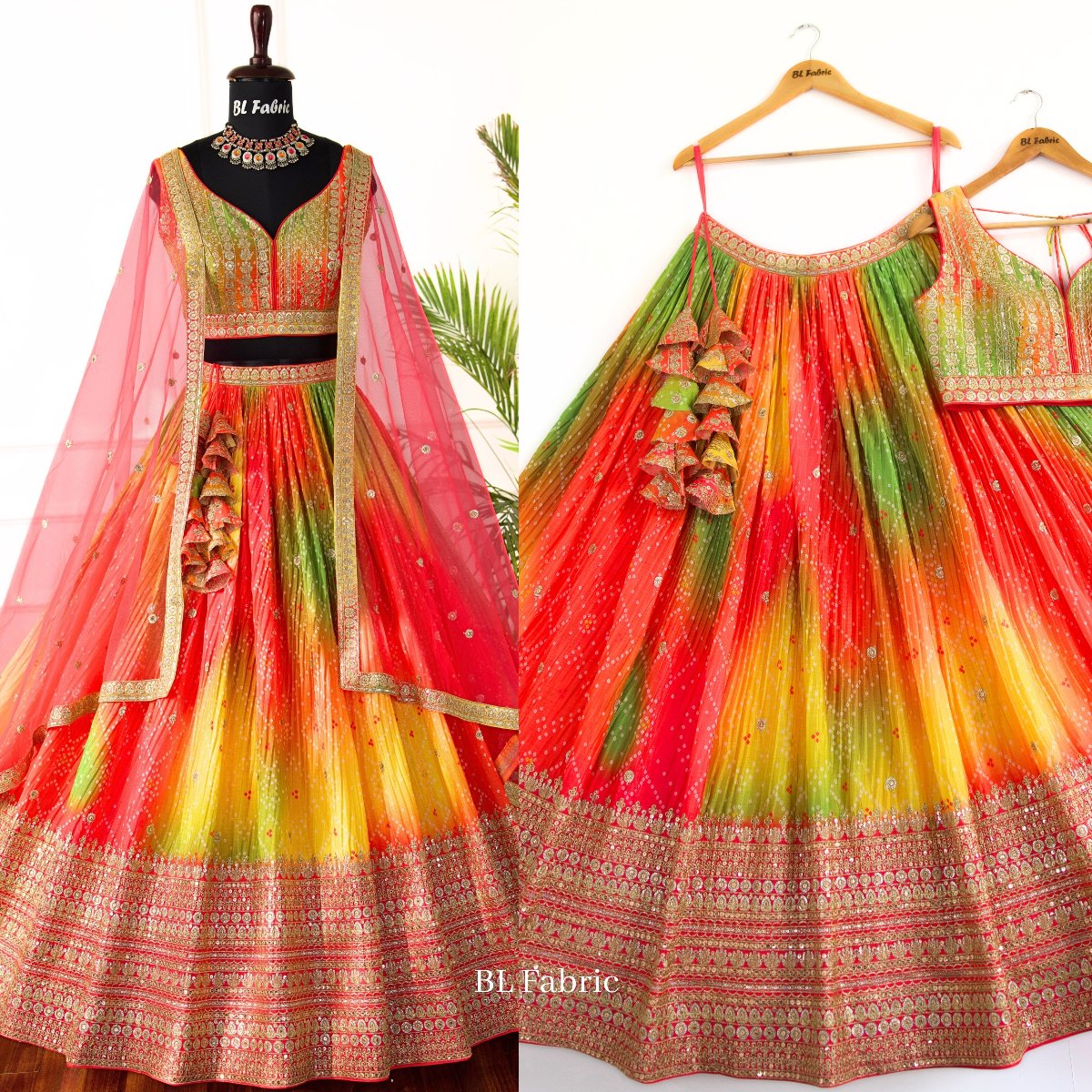 Multi color Embroidery & Sequence work Designer Lehenga Choli for Wedding Function BL1475
