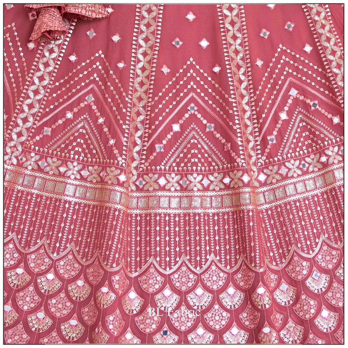 Peach color Real Mirror Embroidery work Designer Lehenga Choli for Wedding Function BL1476