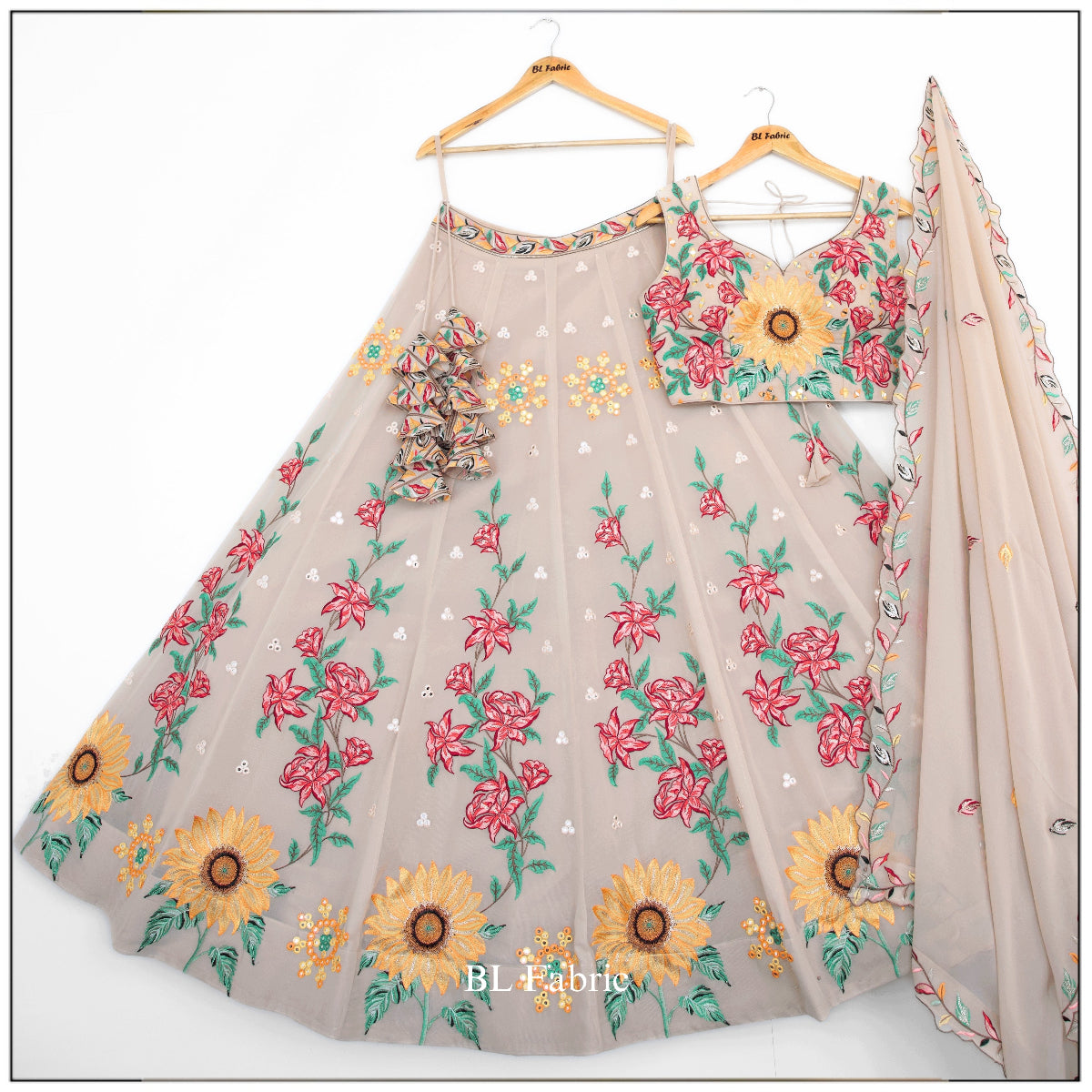 Grey color Real Mirror & Sequence Thread work Designer Wedding Lehenga Choli For Any Function BL1496