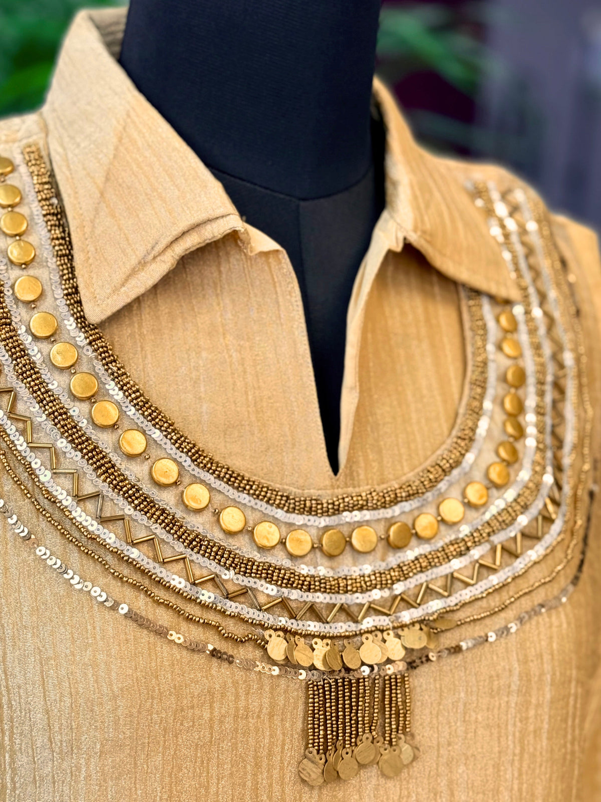 Cream Handwork Necklace Sharara set BLS117