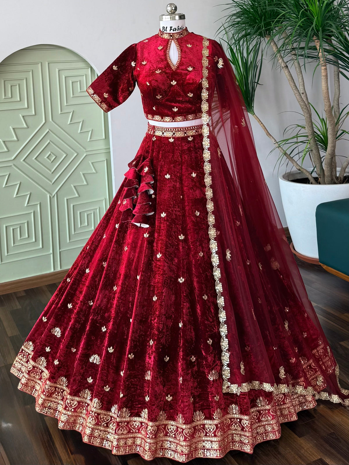 Wine Red color Sequence Embroidery work Designer Lehenga Choli BL1698