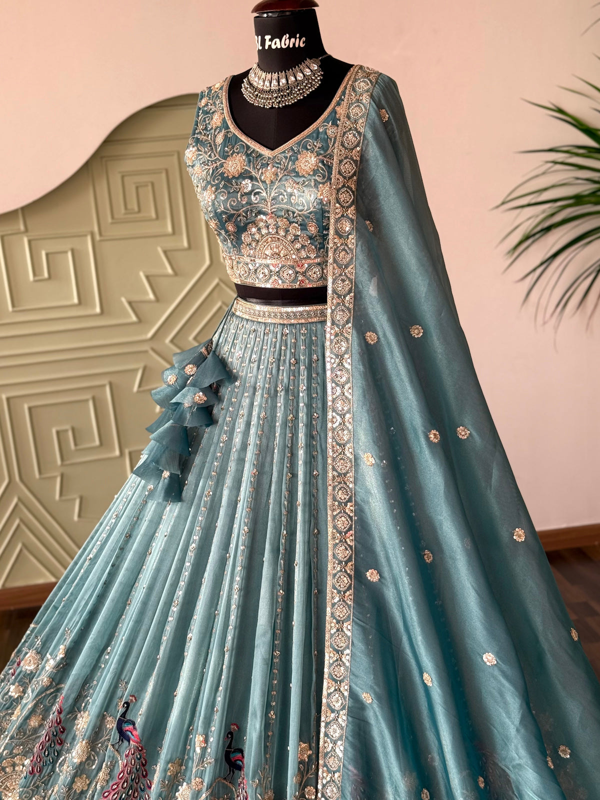 Sky blue color Bids Embroidery work Designer Lehenga Choli BL1661