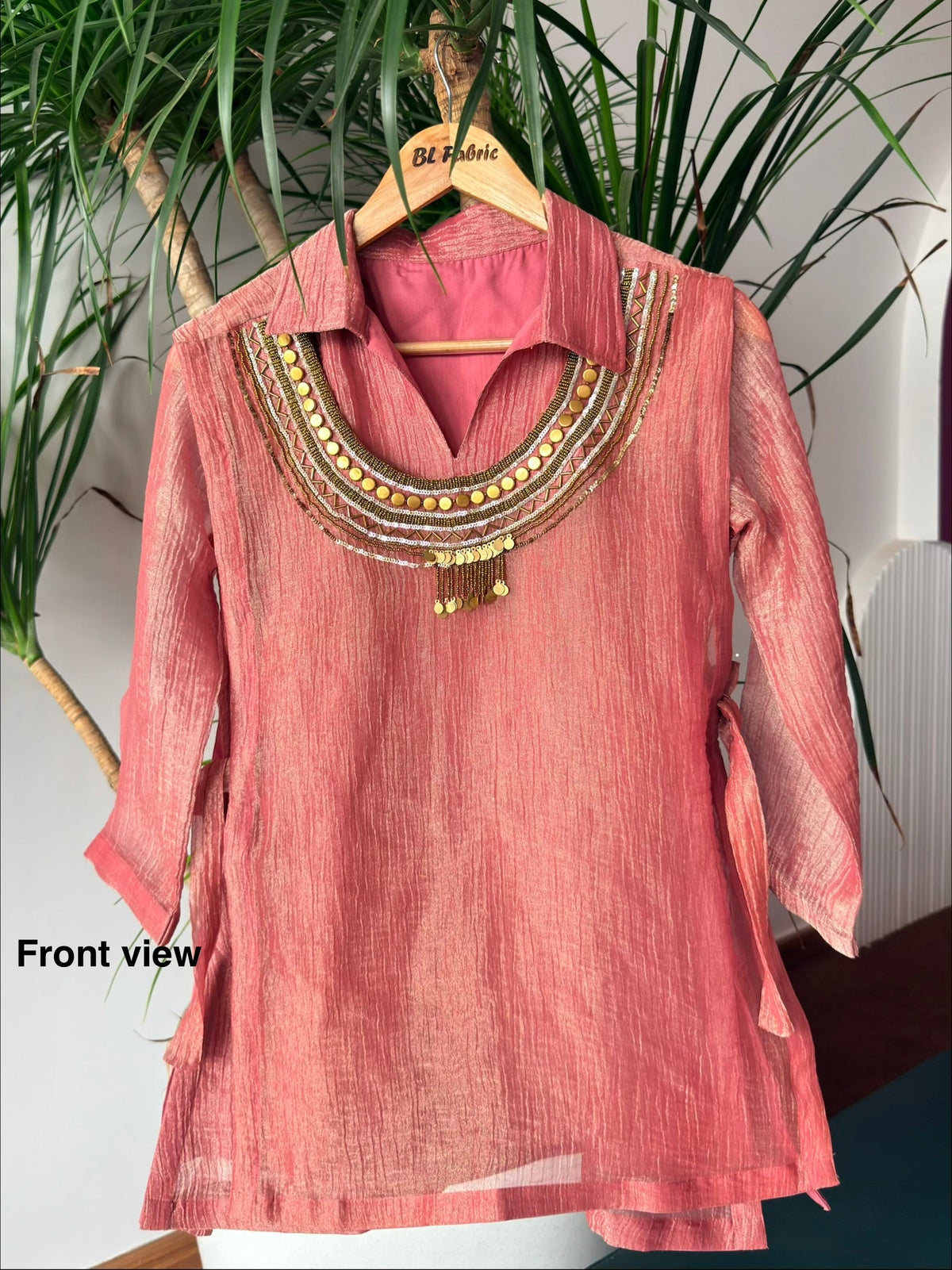 Dusty Rose Pink Handwork Necklace Sharara set BLS110