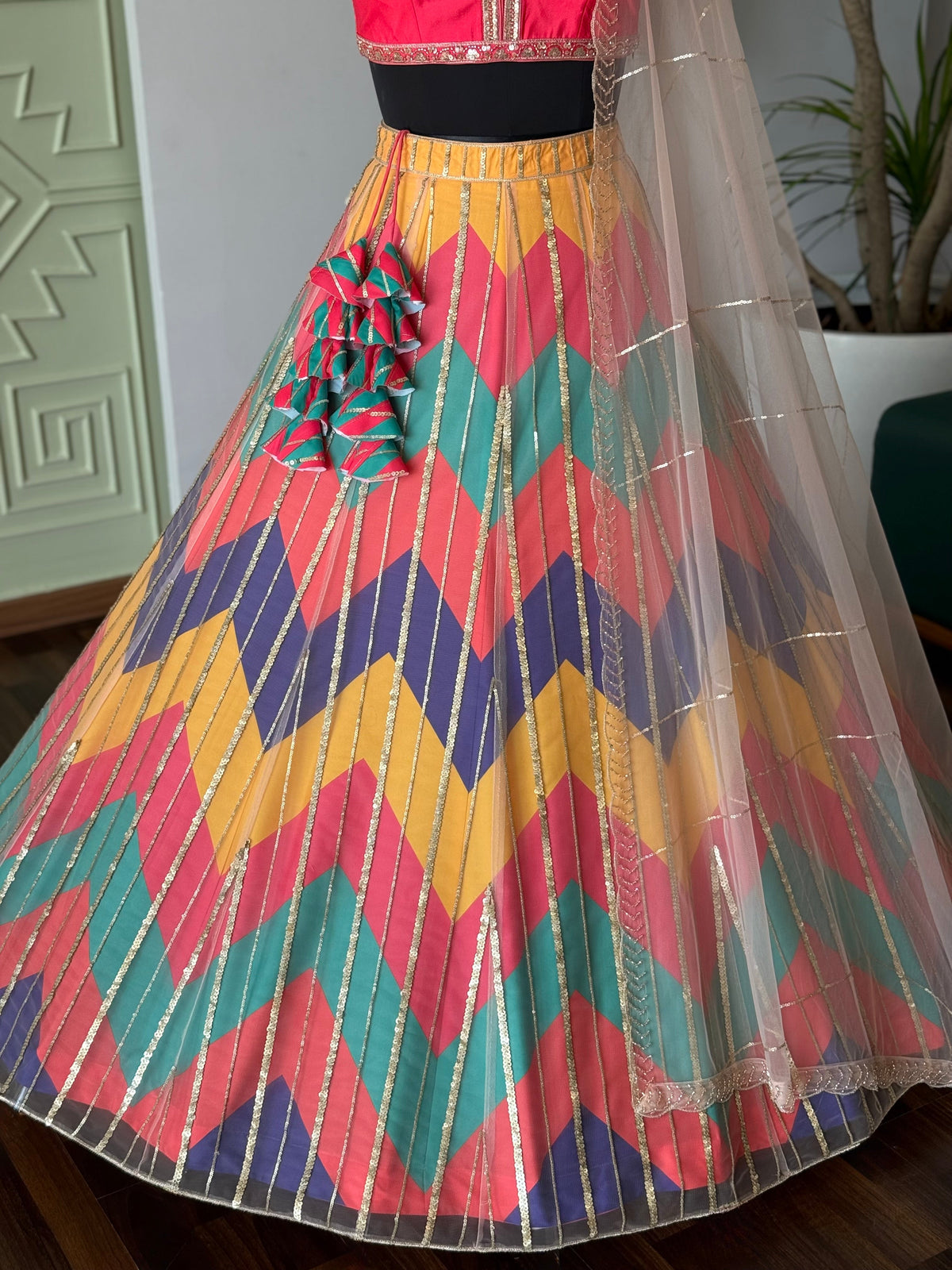 Multi color Designer Sequence Embroidery work Lehenga choli BL1640
