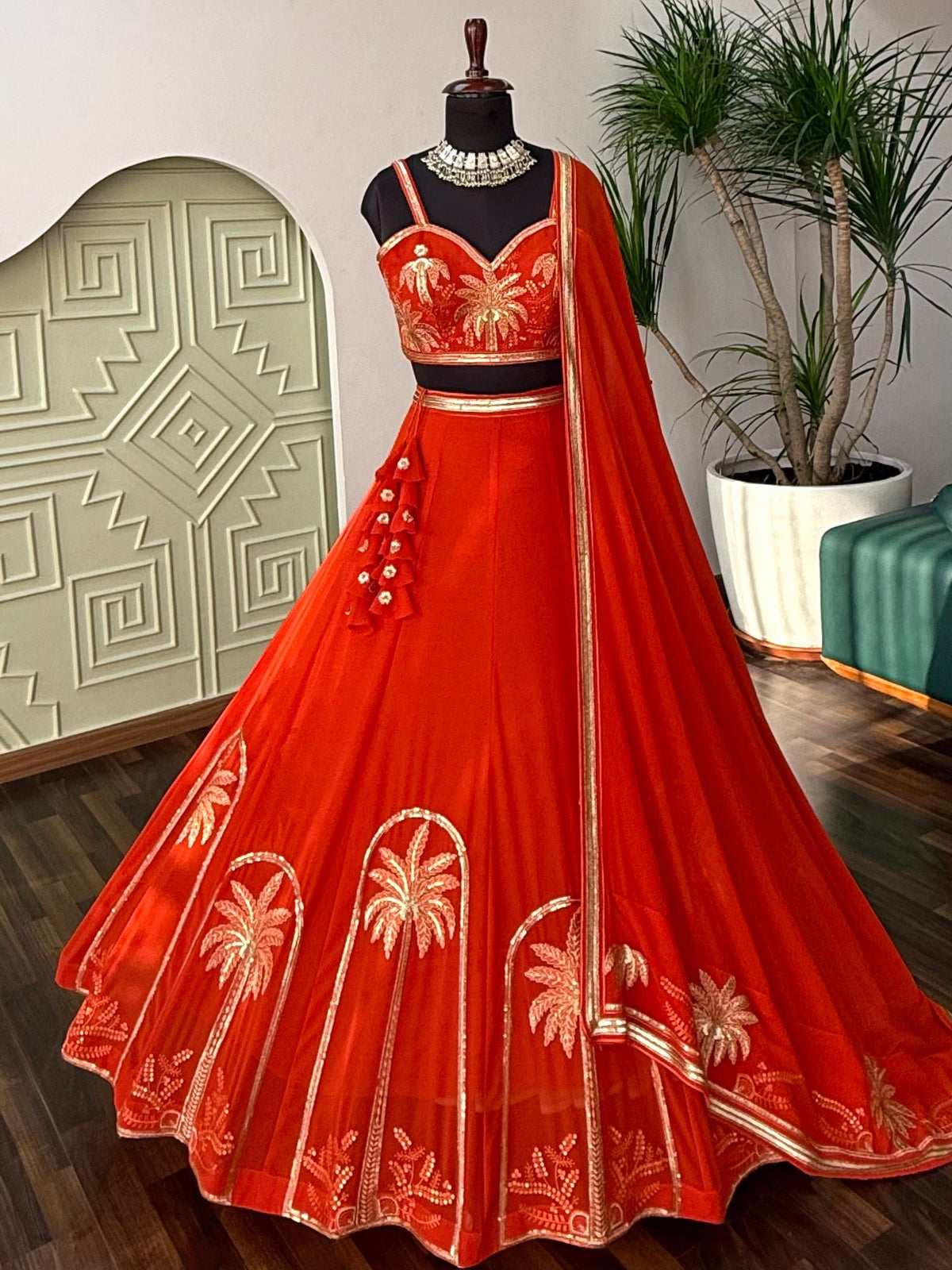 Orange color Sequence Embroidery work Designer Lehenga Choli BL1641