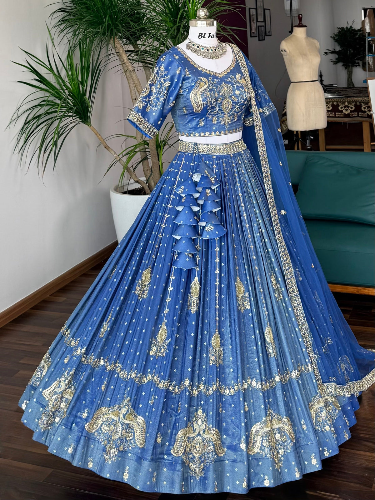 Royal blue color Jacquard Fabric With Bids Designer Lehenga choli for Any Function BL1696