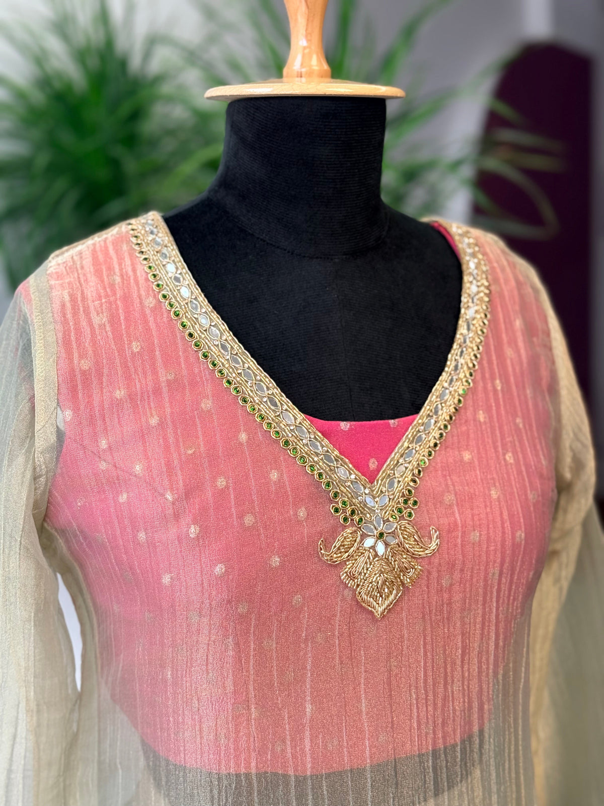 Ivory & Peach Sharara color Bids Sequence Embroidery work Sharara set BLS139