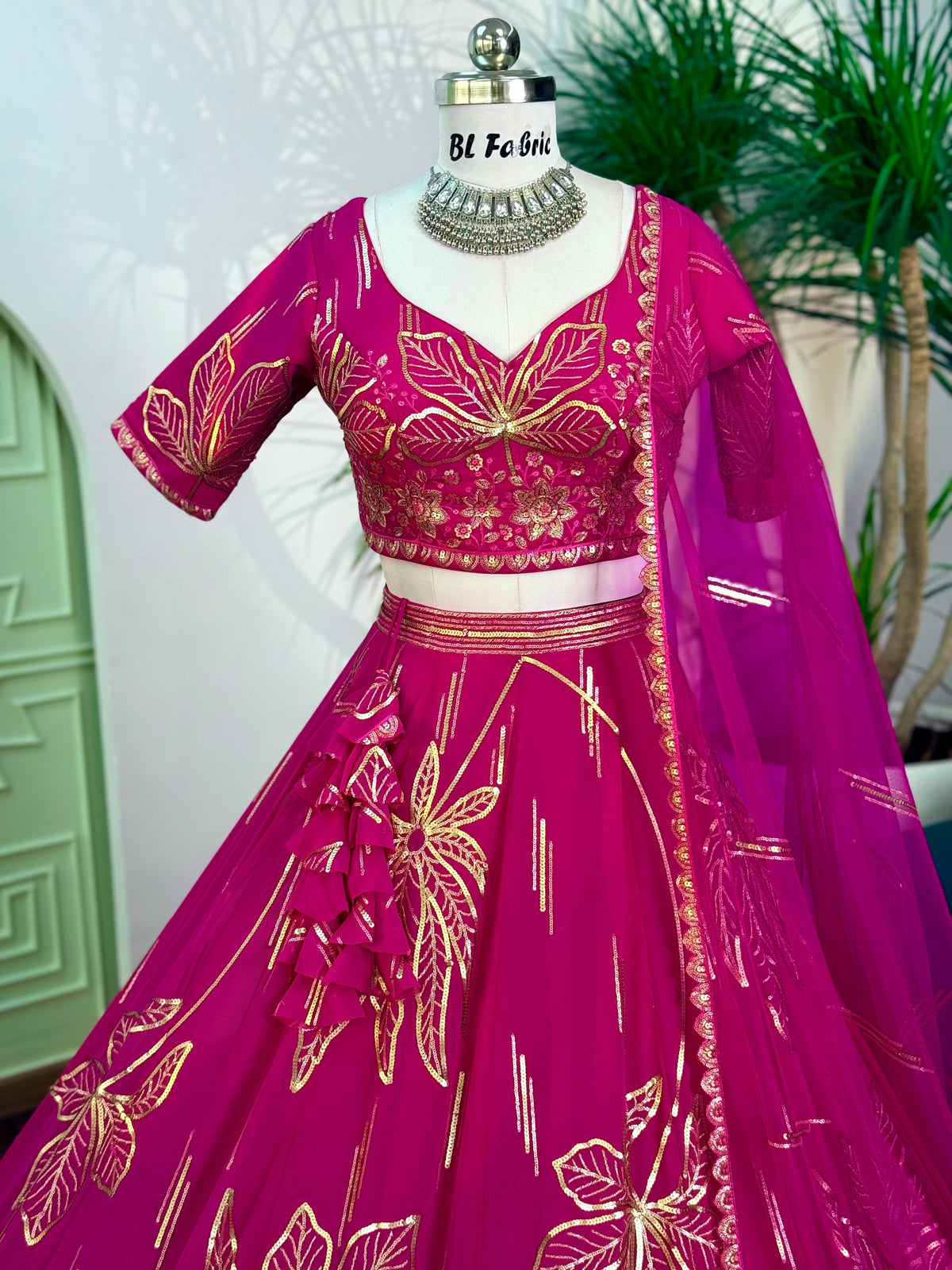 Pink color Sequence Embroidery work Designer Lehenga Choli BL1683