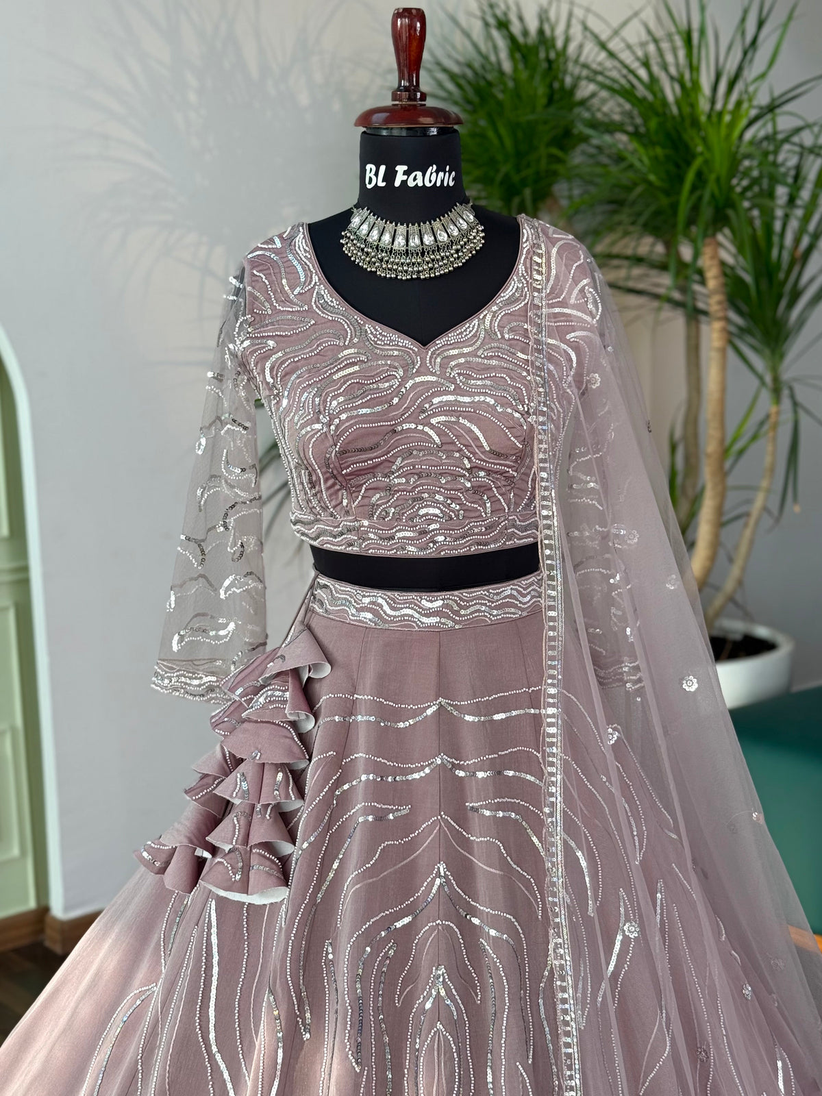 Pastel Peach color Designer Bids Embroidery work Lehenga choli BL1670