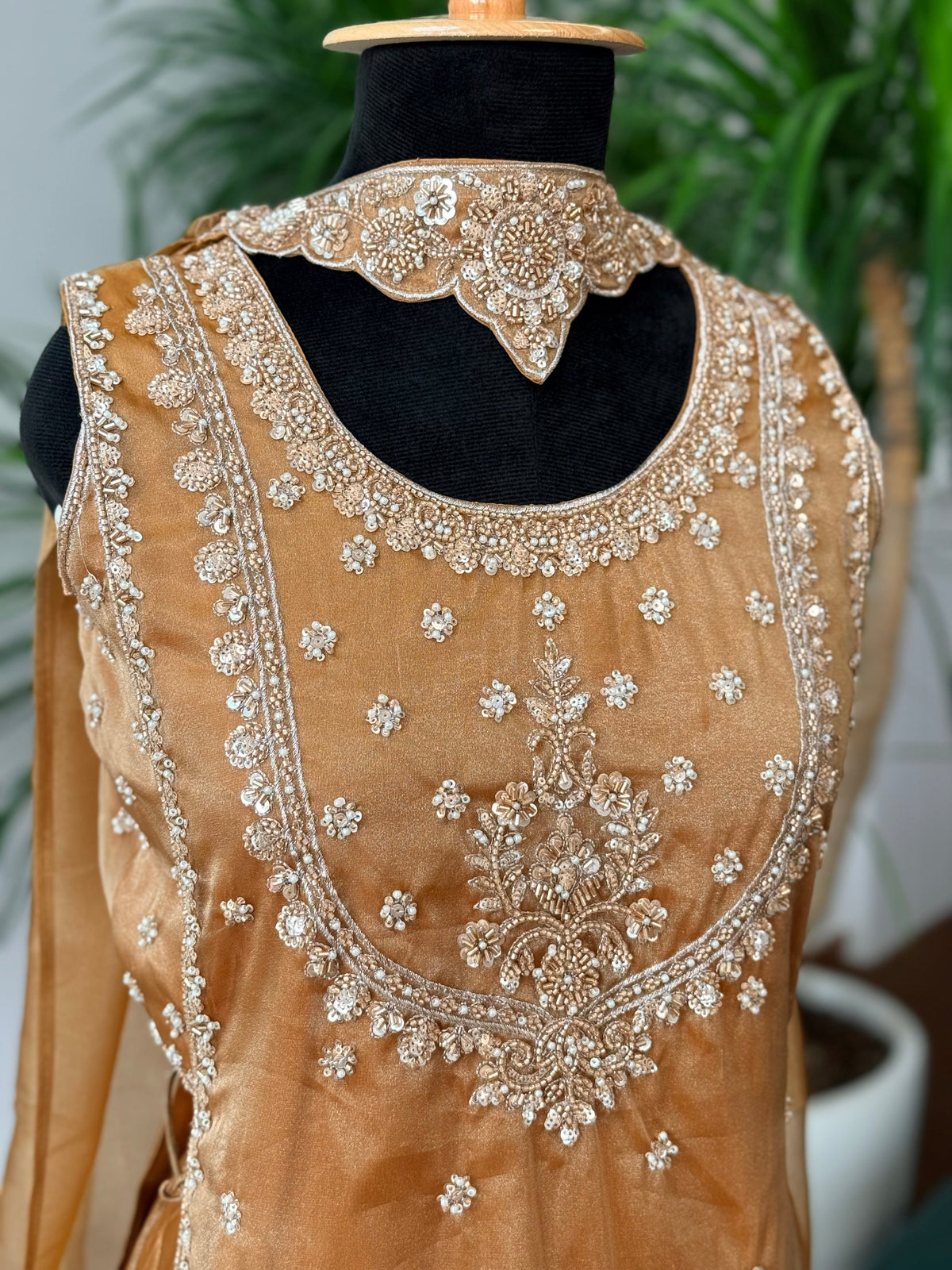 Golden color Bids Embroidery work Sharara set BLS125