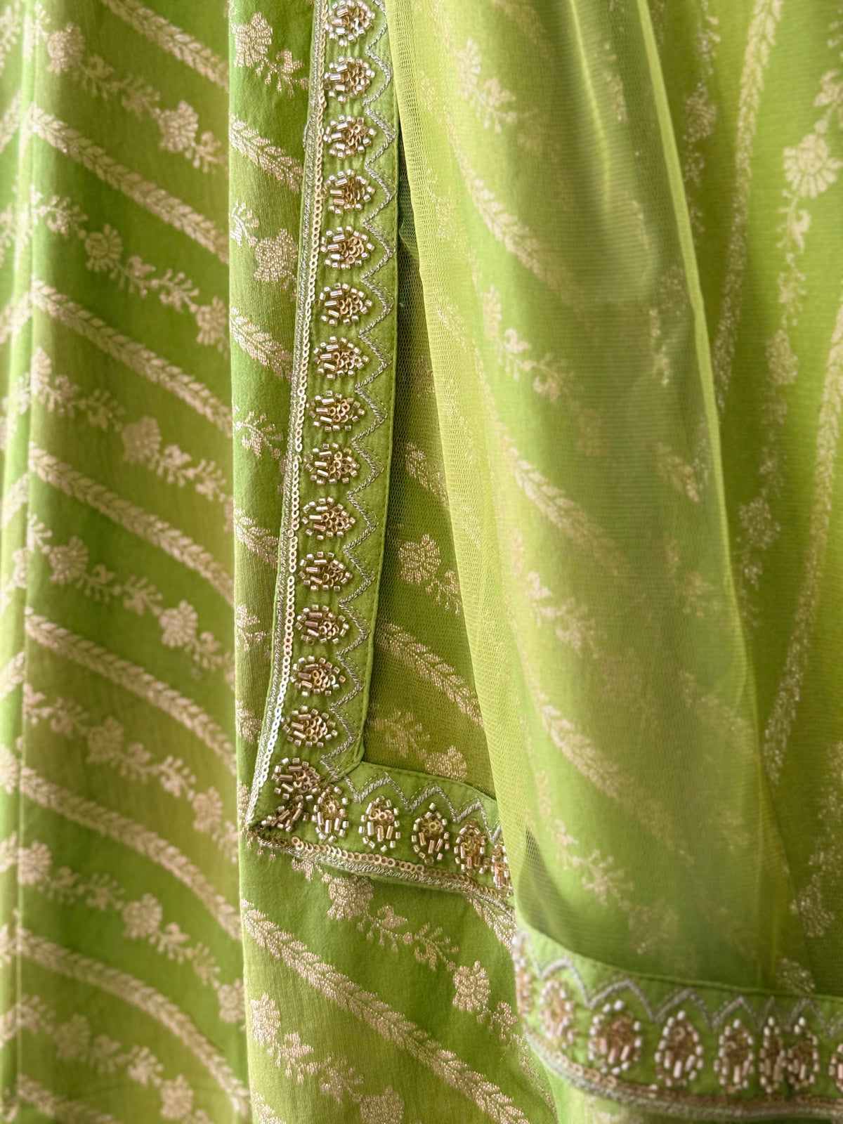 Parrot Green color Jacquard Fabric With Bids Designer Lehenga choli for Any Function BL1704