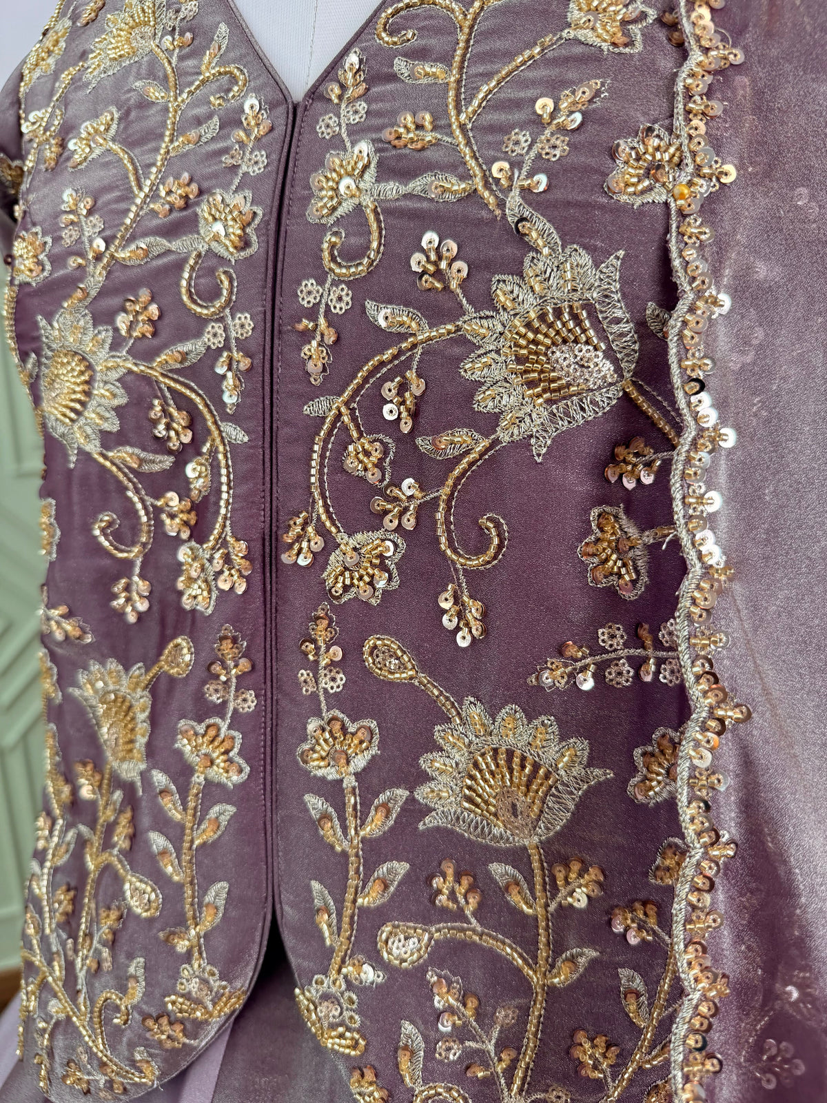 Dusty Mauve Lavender color Designer Bids Embroidery work Lehenga choli BL1738