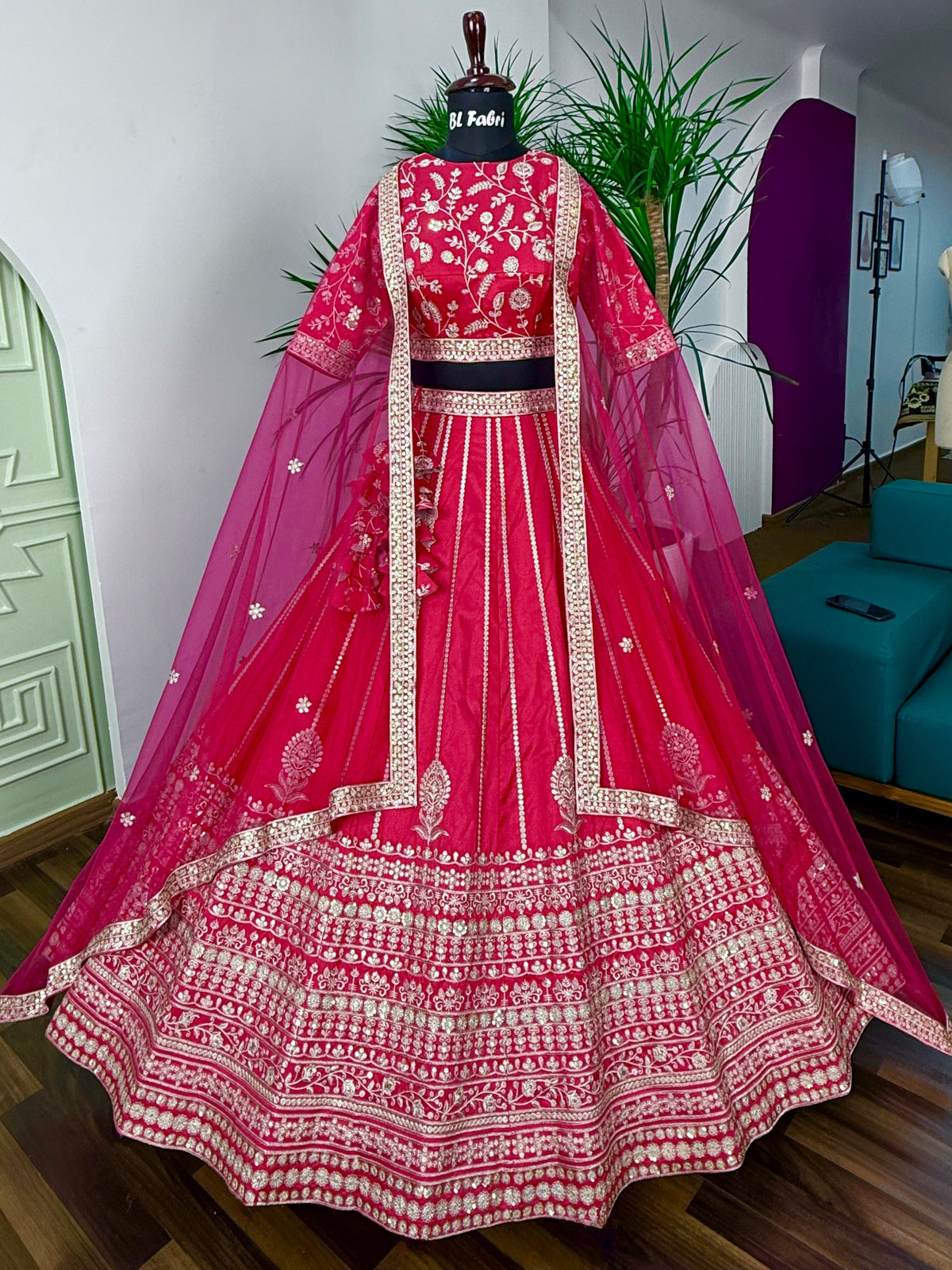 Pink color Designer Sequence Embroidery work Lehenga choli BL1602