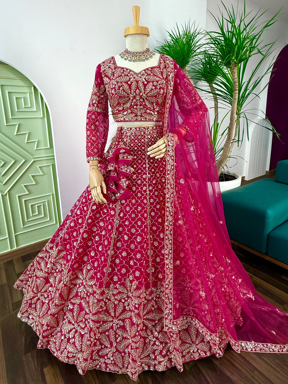 Pink color Hand Embroidery work Designer Lehenga Choli for Wedding Function BL1597