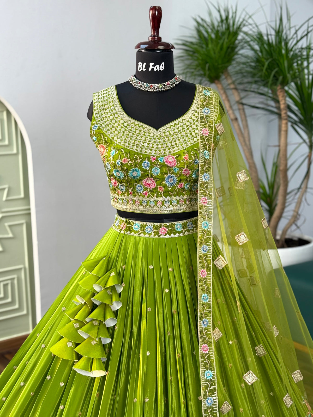 Green color Embroidery & Sequence work Designer Lehenga Choli for Wedding Function BL1620