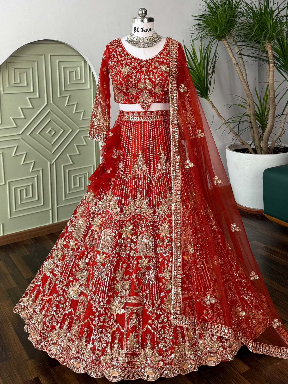 Orange color Hand Embroidery work Designer Lehenga Choli for Wedding Function BL1627