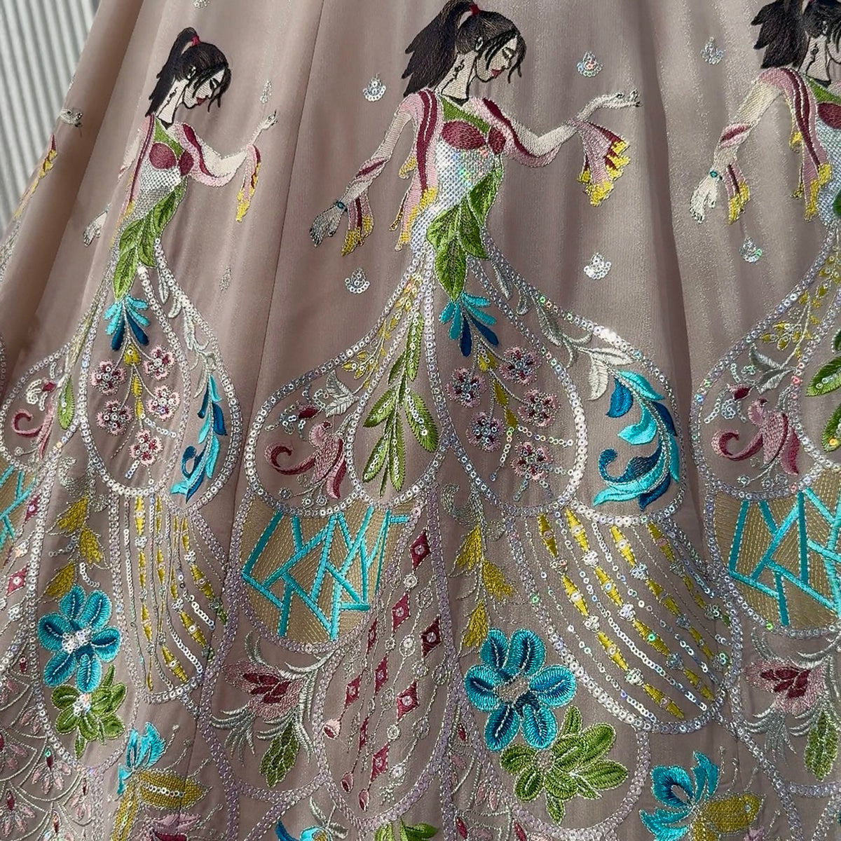 Pastal Cream color Sequence Thread Embroidery work Designer Lehenga Choli for Wedding Function BL1523