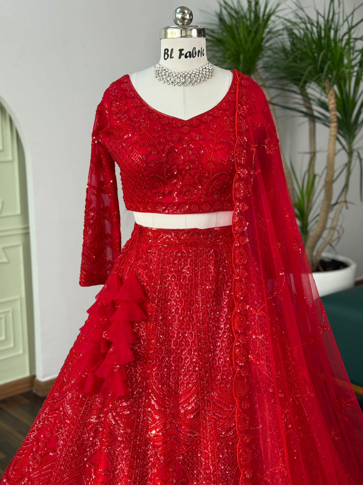 Red color Hand Embroidery work Designer Lehenga Choli for Wedding Function BL1618