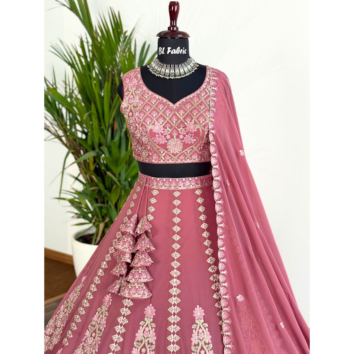 Rosy Pink Embroidery work Designer Lehenga Choli BL1585