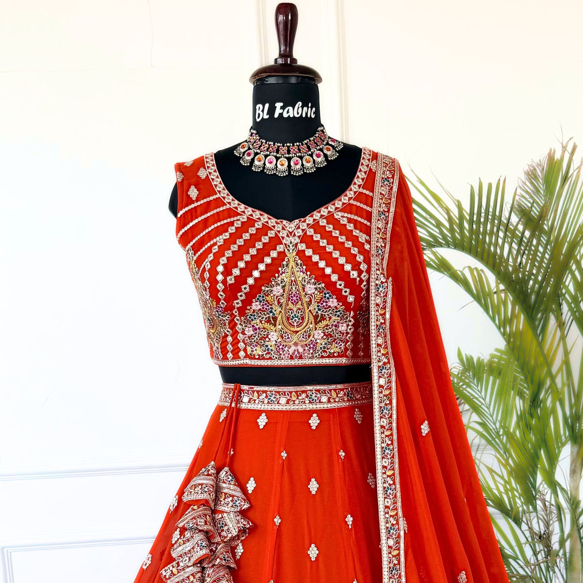 Orange color Sequence Embroidery work Designer Lehenga Choli for Wedding Function BL1503