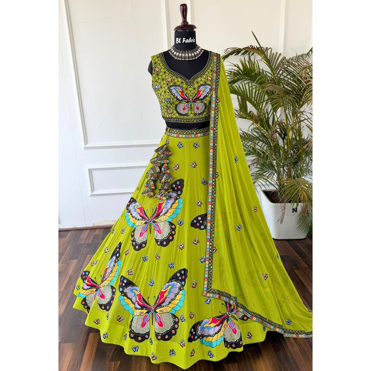 Parrot Green color Sequence Thread work Designer Wedding Lehenga Choli For Any Function BL1526