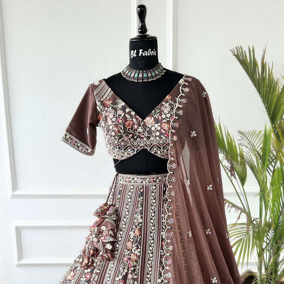 Brown color Sequence Embroidery work Designer Lehenga Choli for Wedding Function BL1444