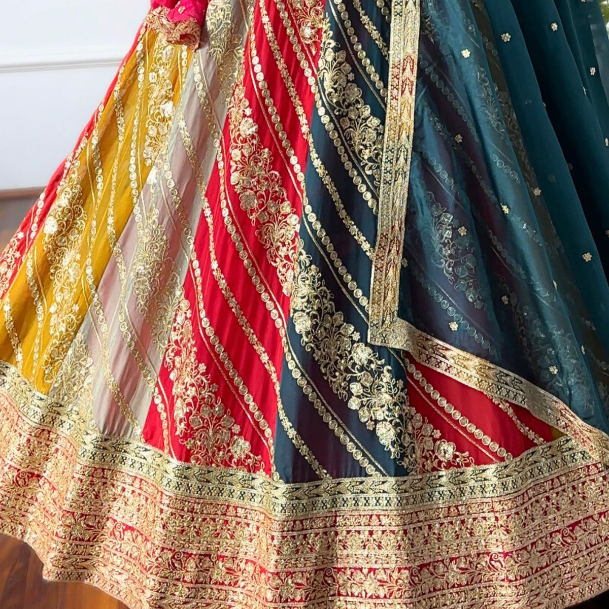 Multi color Designer Sequence Embroidery work Lehenga choli for Wedding Function BL1448