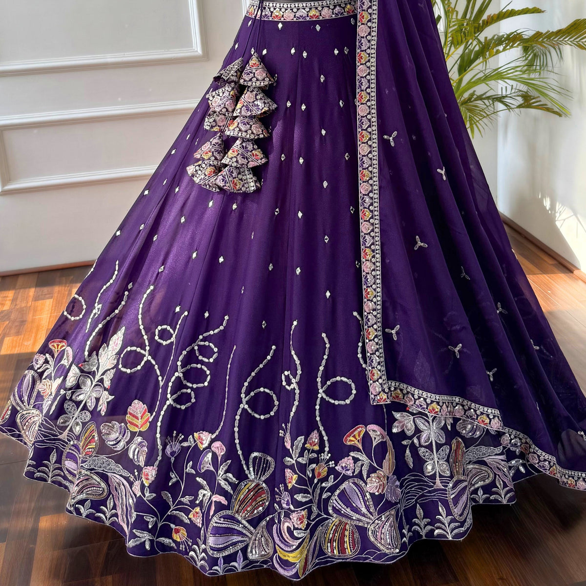 Purple color Real Mirror & Sequence Embroidery work Designer Lehenga Choli BL1543