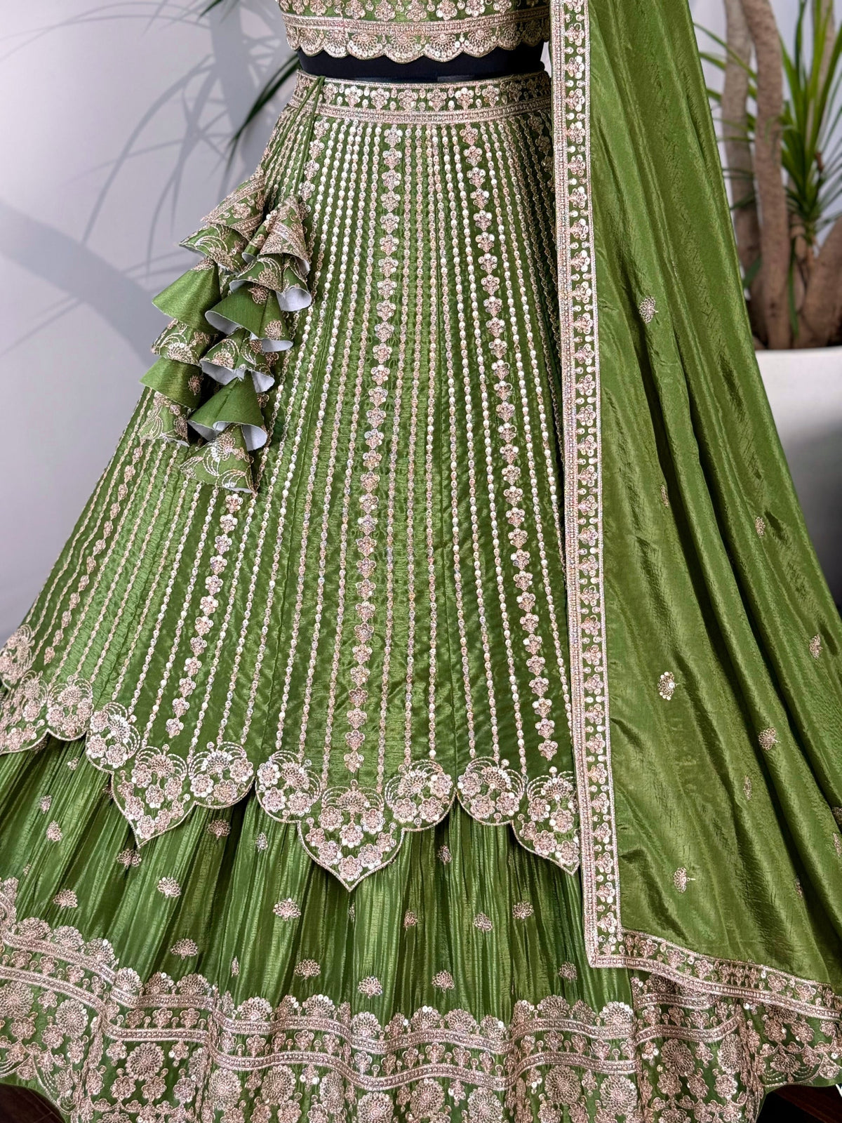 Parrot Green color Sequence Embroidery work Designer Lehenga Choli BL1611