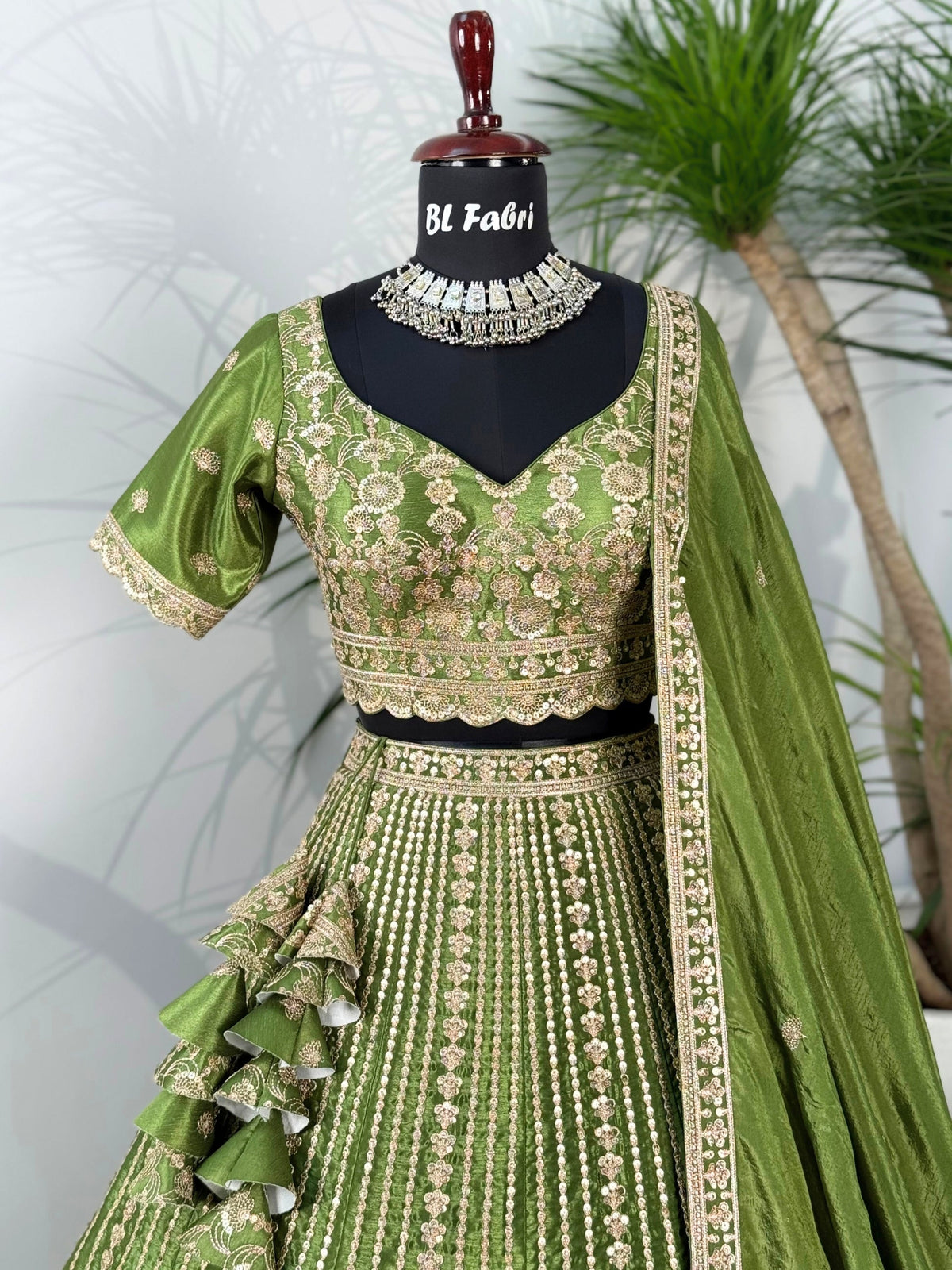 Parrot Green color Sequence Embroidery work Designer Lehenga Choli BL1611