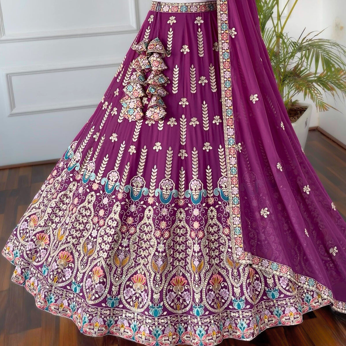 Purple color Zari & Thread Embroidery work Designer Lehenga Choli BL1548