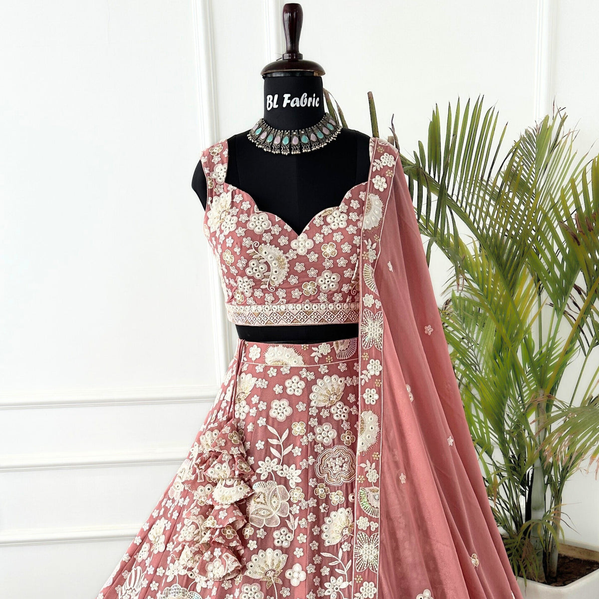 Peach color Embroidery & Sequence work Designer Lehenga Choli for Wedding Function BL1453