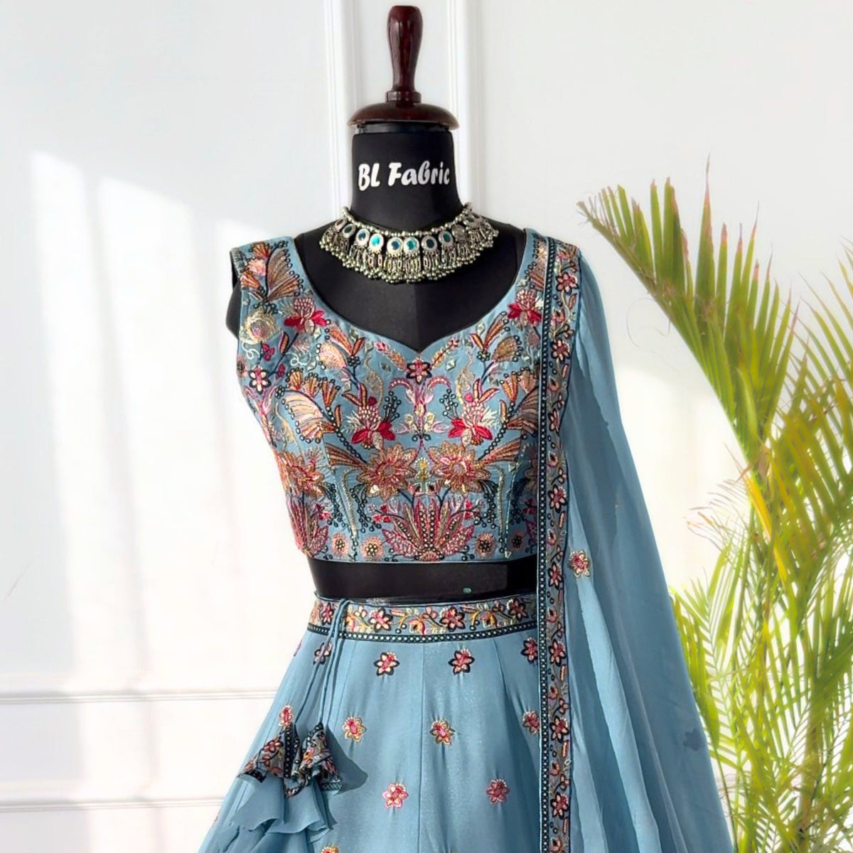 Skyblue color Sequence Embroidery work Designer Lehenga Choli for Wedding Function BL1499