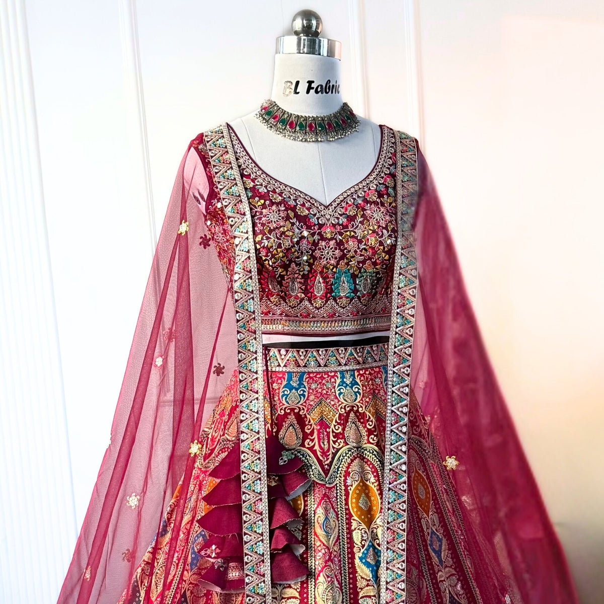 Multi color Sequence & Thread Embroidery work Designer Lehenga with Maroon choli for Any Function BL1478_Jacard_Maroon