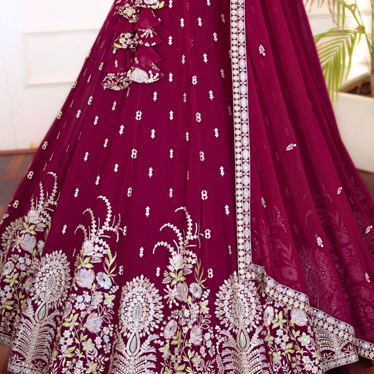 Maroon color Sequence Embroidery work Designer Lehenga Choli for Wedding Function BL1505