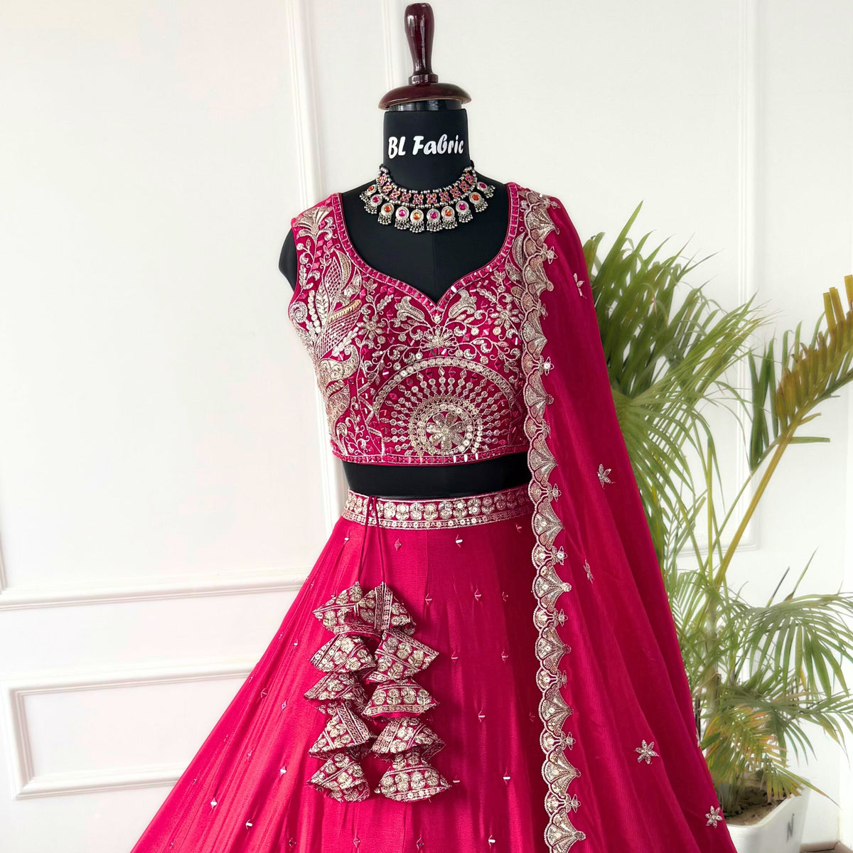 Pink color Real Mirror & Sequence Embroidery work Designer Lehenga Choli BL1547