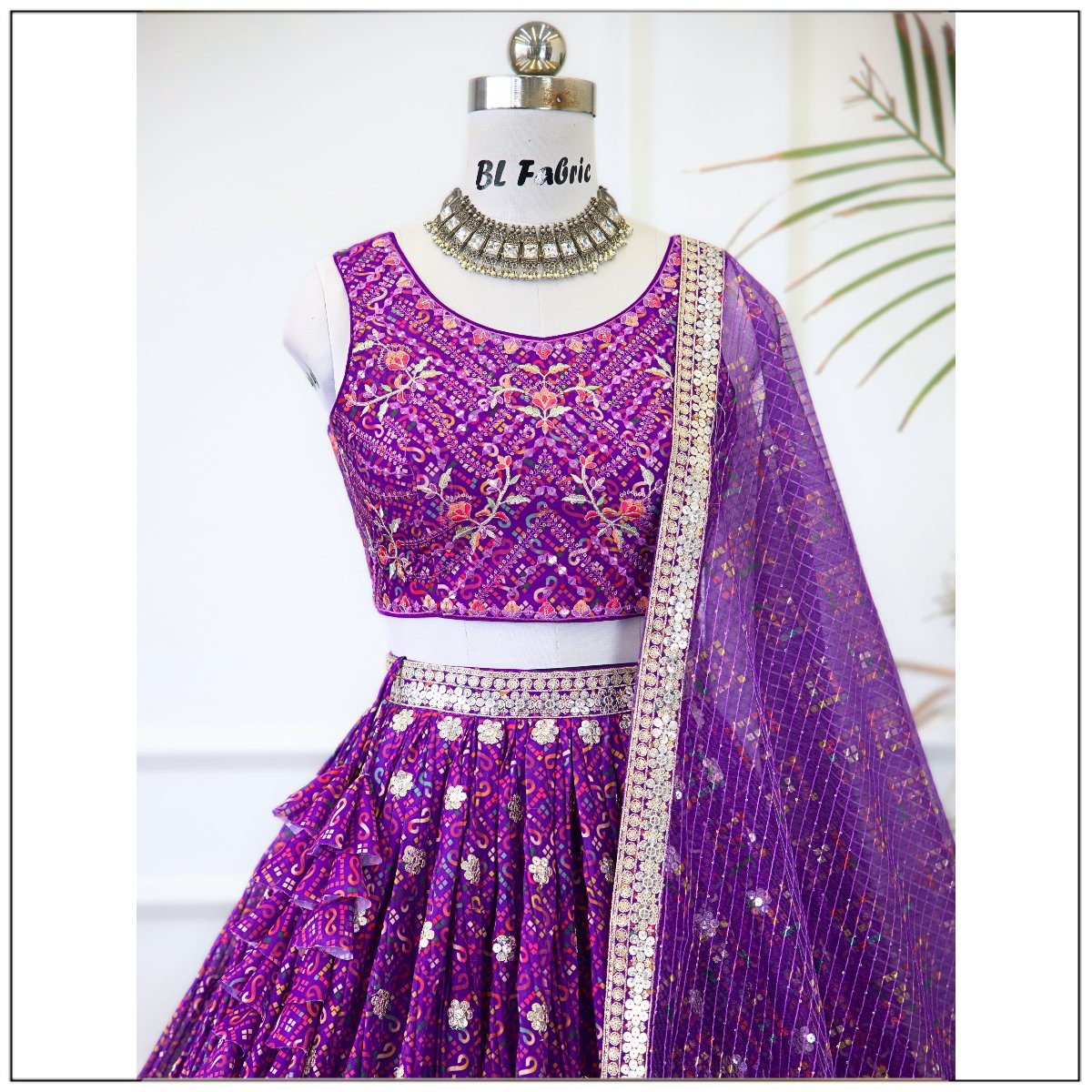 Purple Printed color Sequence Embroidery work Designer Lehenga Choli for Wedding Function BL1426