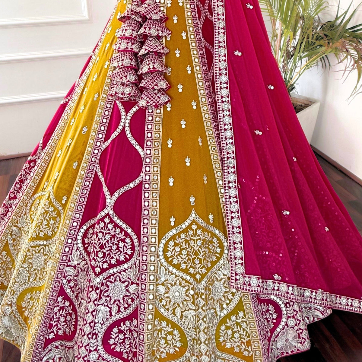 Multi color Sequence Thread Embroidery work Designer Lehenga Choli for Any Function BL1518